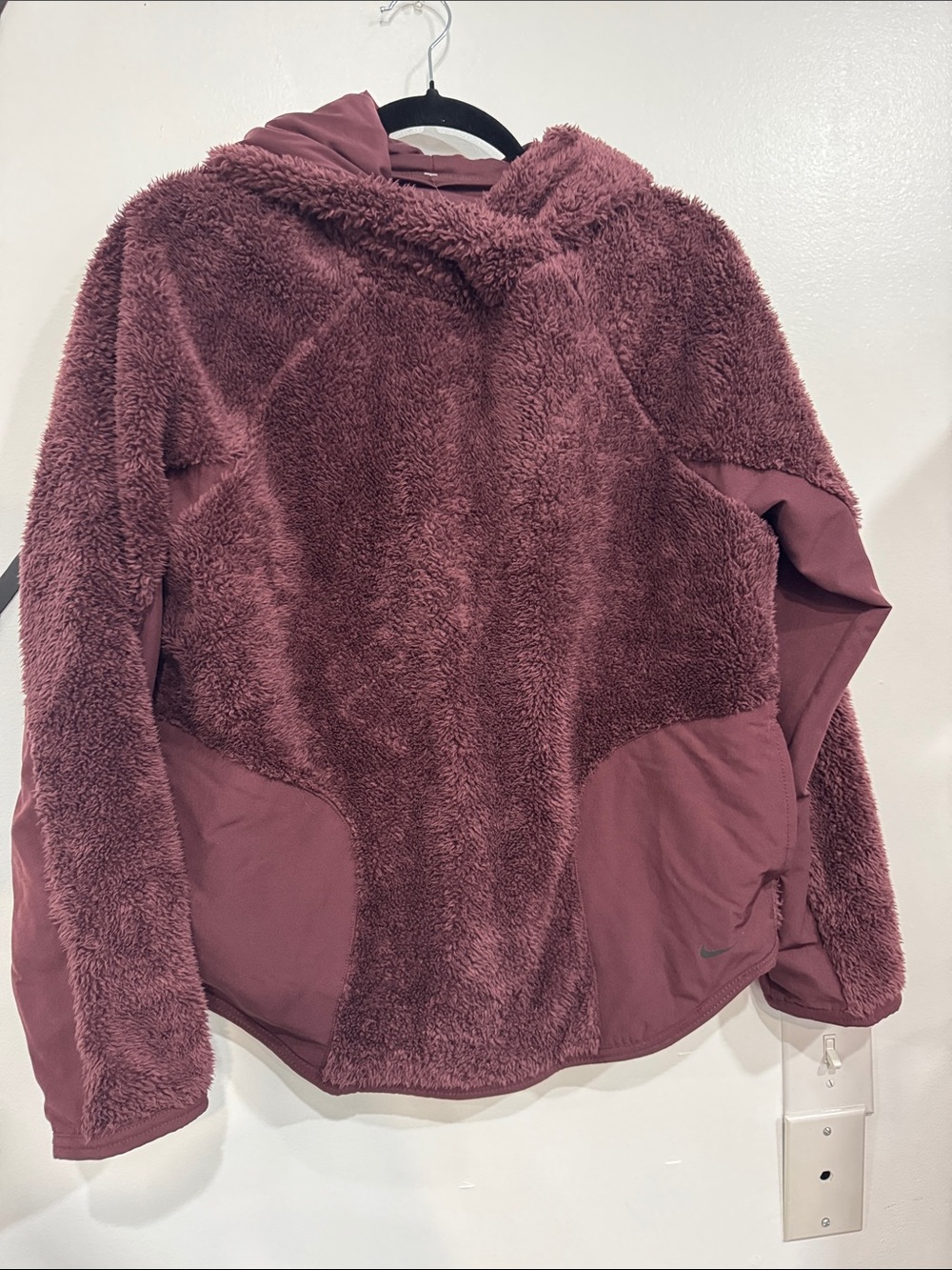 Nike Plush Hooded Teddy Jacket in Mauve
